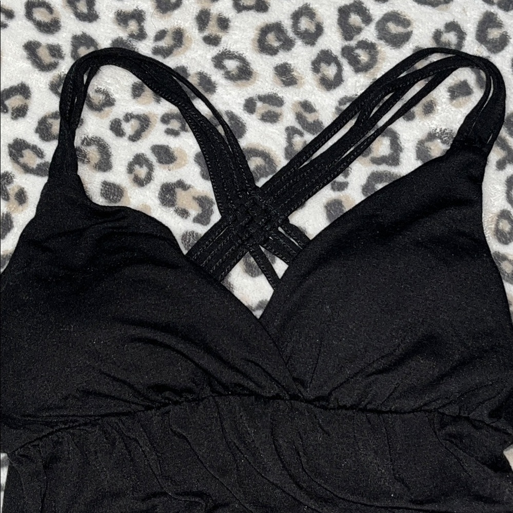 Criss Crossed Spaghetti Strap Black Maxi Dress - Picture 3 of 12